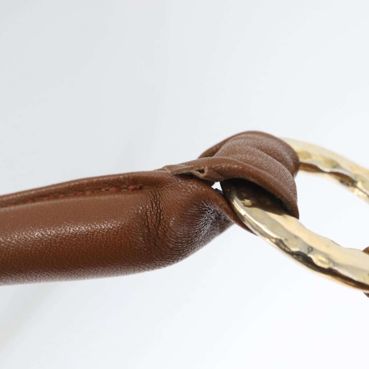 SAINT LAURENT Y Stitch Hand Bag Leather Brown Gold Auth bs31762
