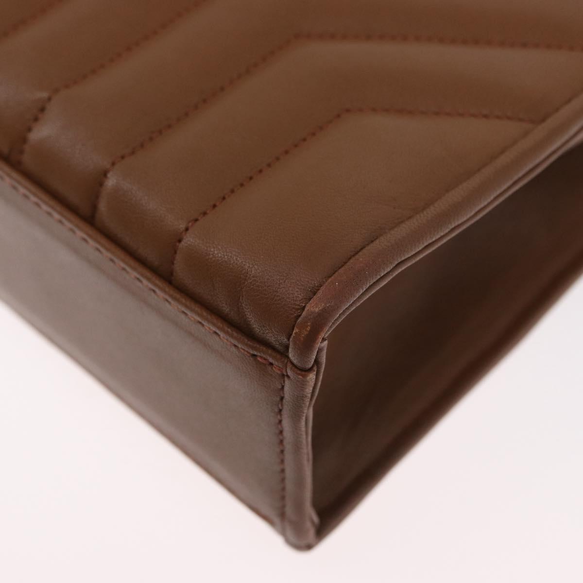 SAINT LAURENT Y Stitch Hand Bag Leather Brown Gold Auth bs31762