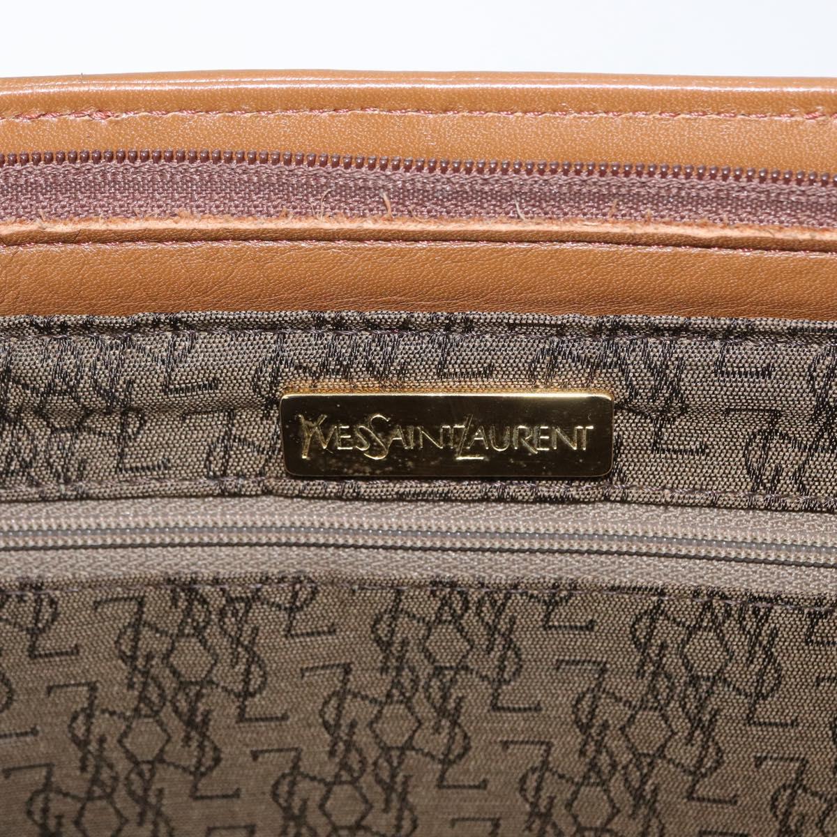 SAINT LAURENT Y Stitch Hand Bag Leather Brown Gold Auth bs31762