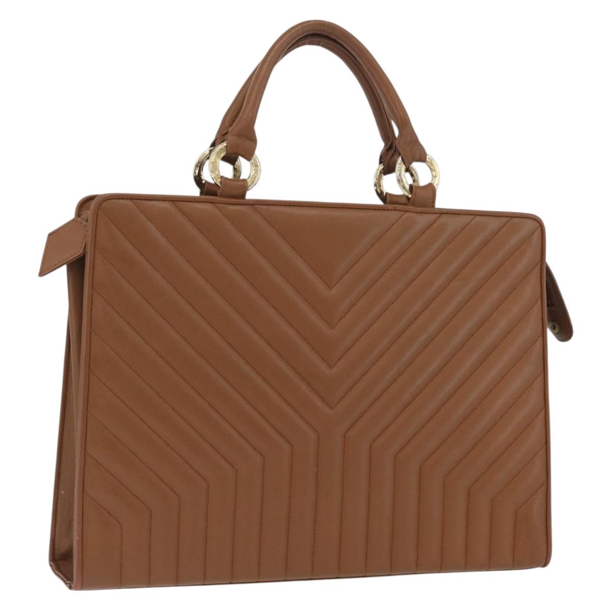 SAINT LAURENT Y Stitch Hand Bag Leather Brown Gold Auth bs31762
