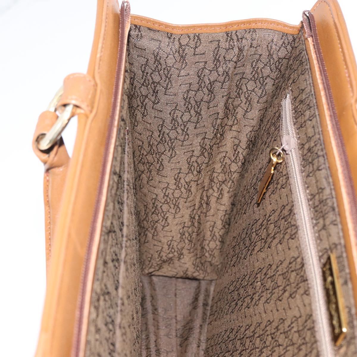 SAINT LAURENT Y Stitch Hand Bag Leather Brown Gold Auth bs31762