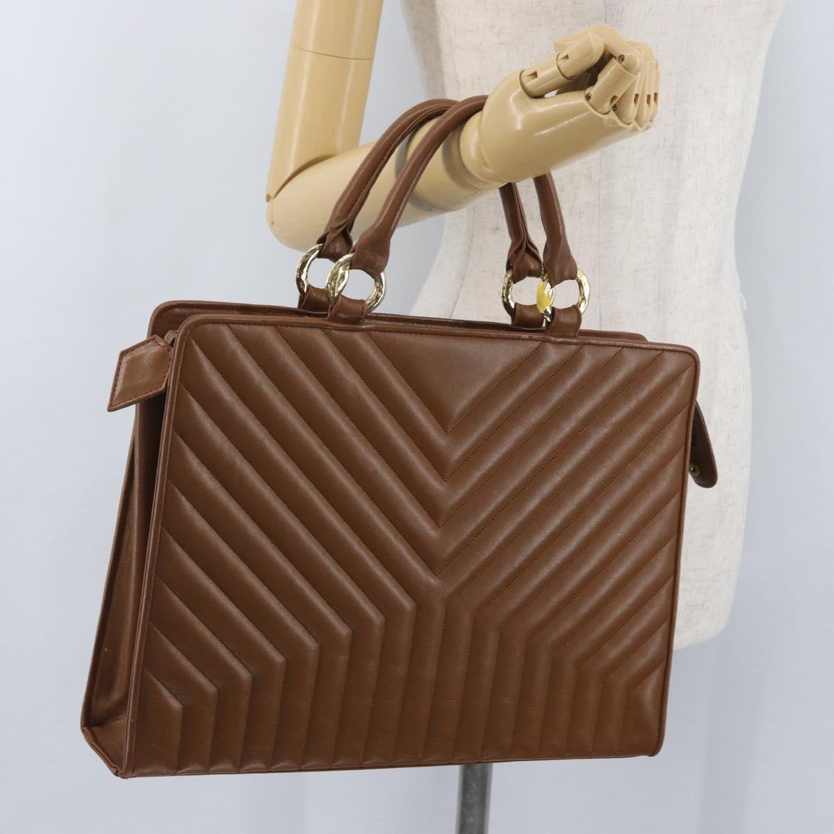 SAINT LAURENT Y Stitch Hand Bag Leather Brown Gold Auth bs31762