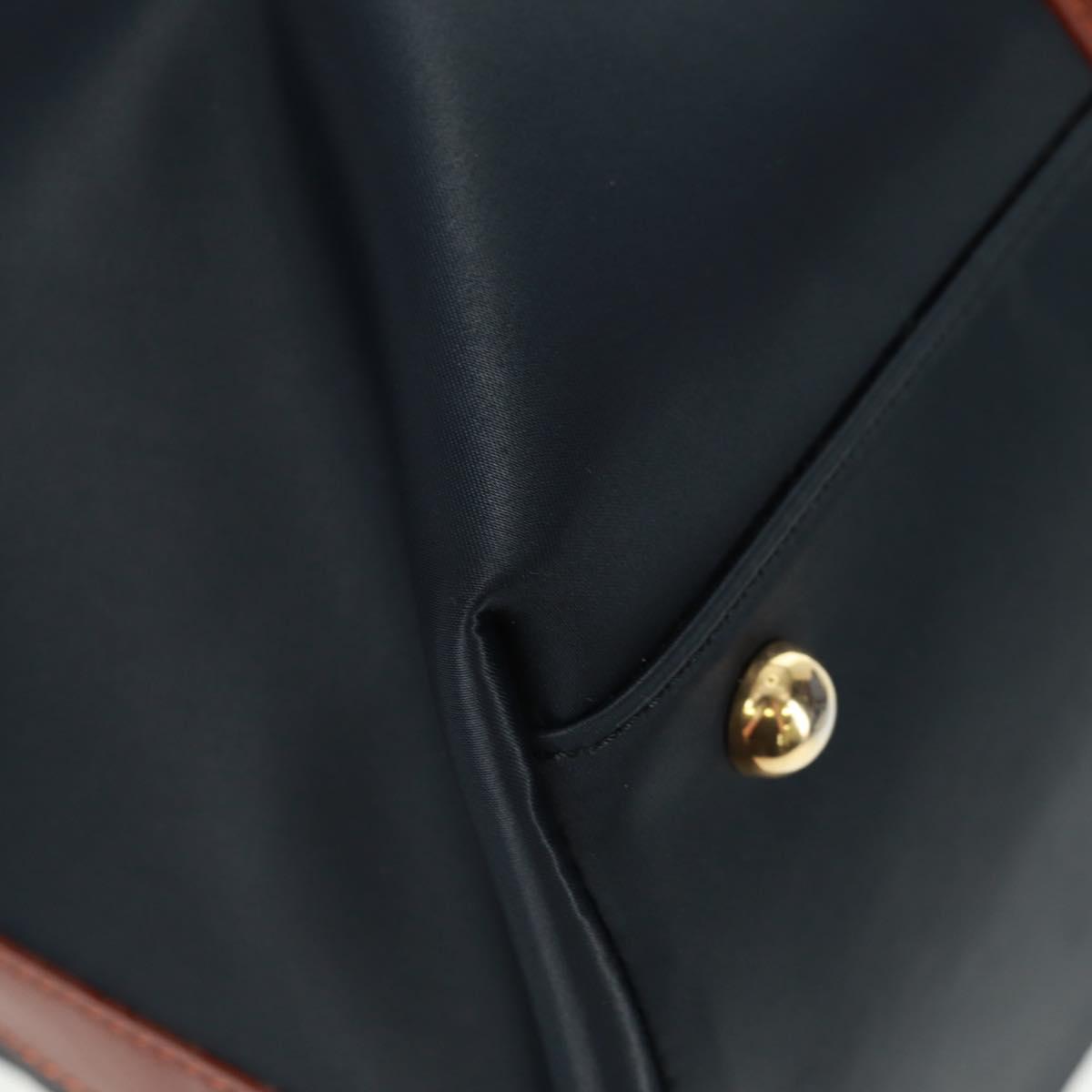 SAINT LAURENT Boston Bag Nylon Leather Navy Gold Auth bs31763