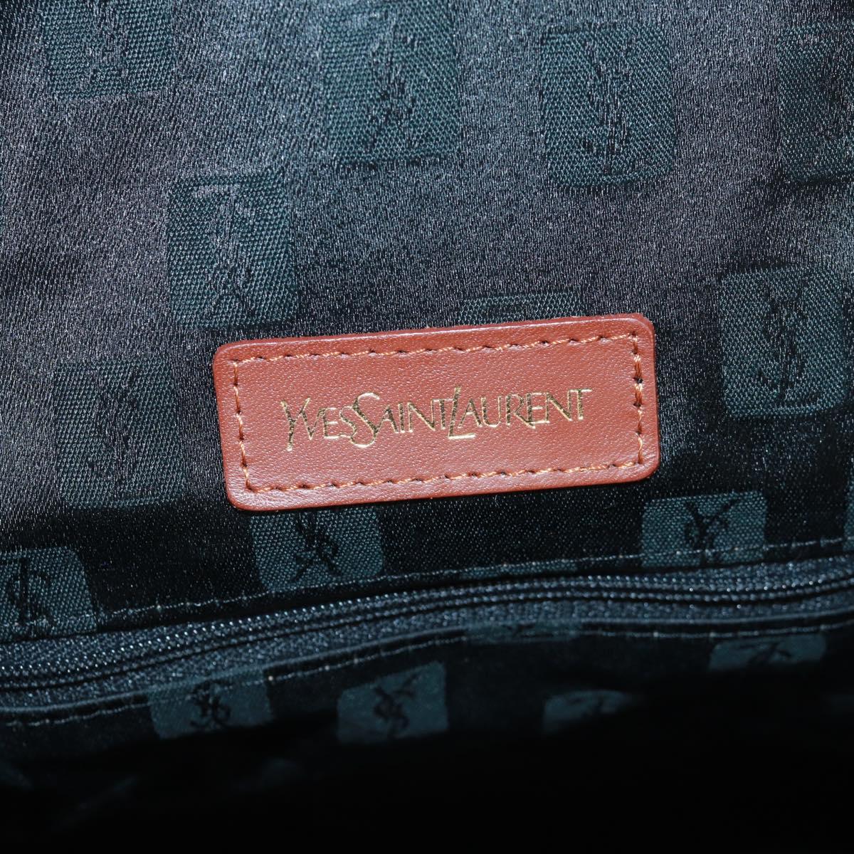 SAINT LAURENT Boston Bag Nylon Leather Navy Gold Auth bs31763