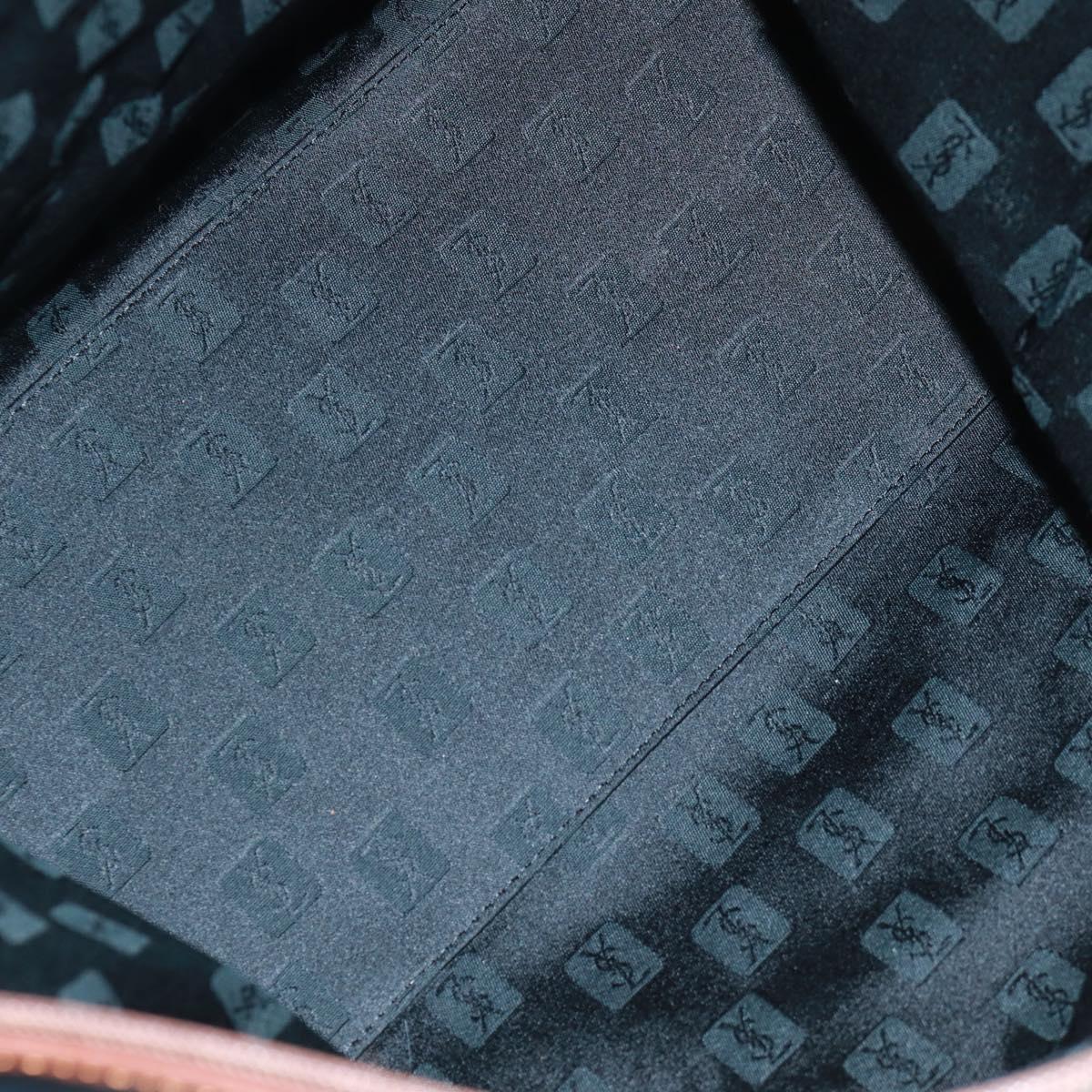 SAINT LAURENT Boston Bag Nylon Leather Navy Gold Auth bs31763