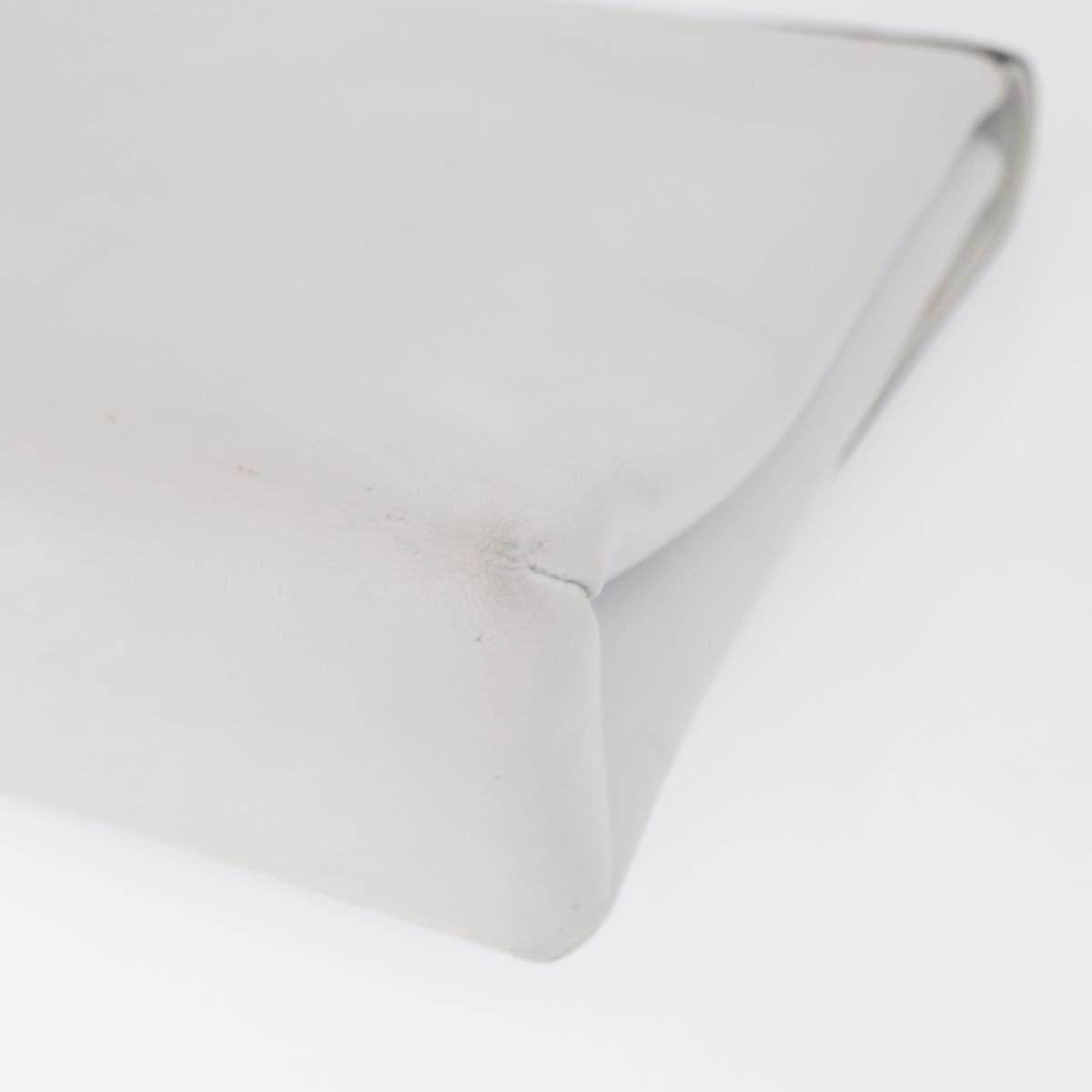 Salvatore Ferragamo Clutch Bag Leather Navy White gold Auth bs31766