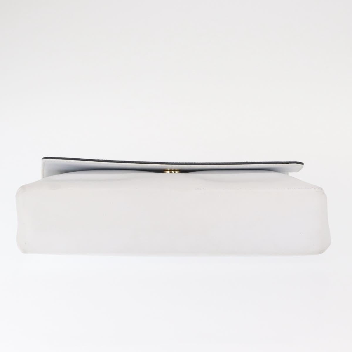 Salvatore Ferragamo Clutch Bag Leather Navy White gold Auth bs31766