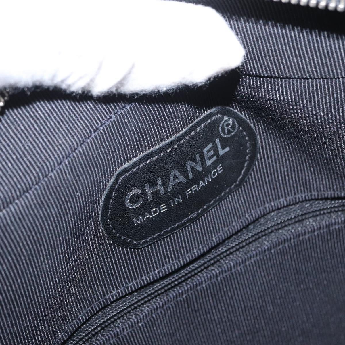 CHANEL Matelasse Shoulder Bag Enamel Black Silver CC Auth bs31793