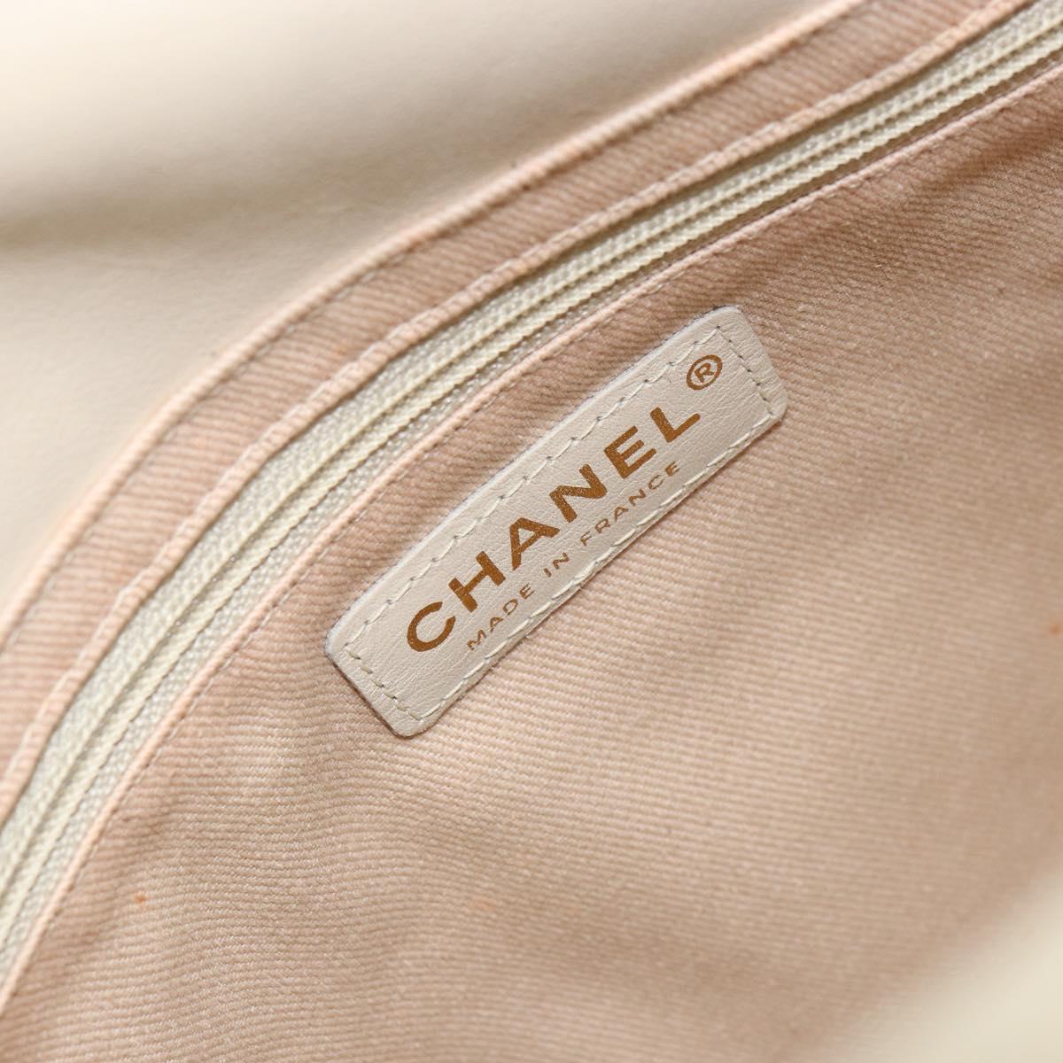 CHANEL Camelia Tote Bag Leather Beige Gold CC Auth bs31794A