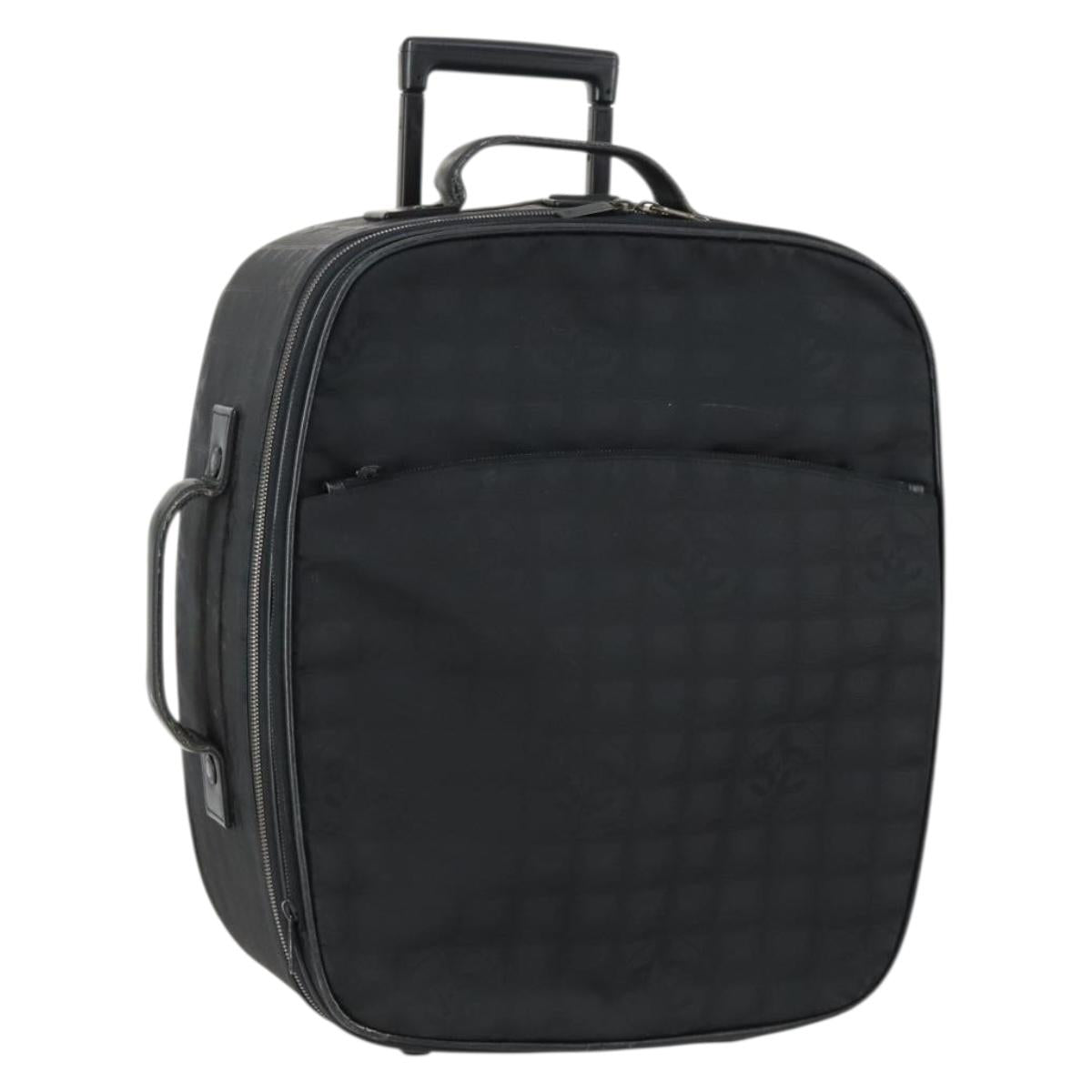 CHANEL New Travel Line Suitcase Nylon Black CC Auth bs31796