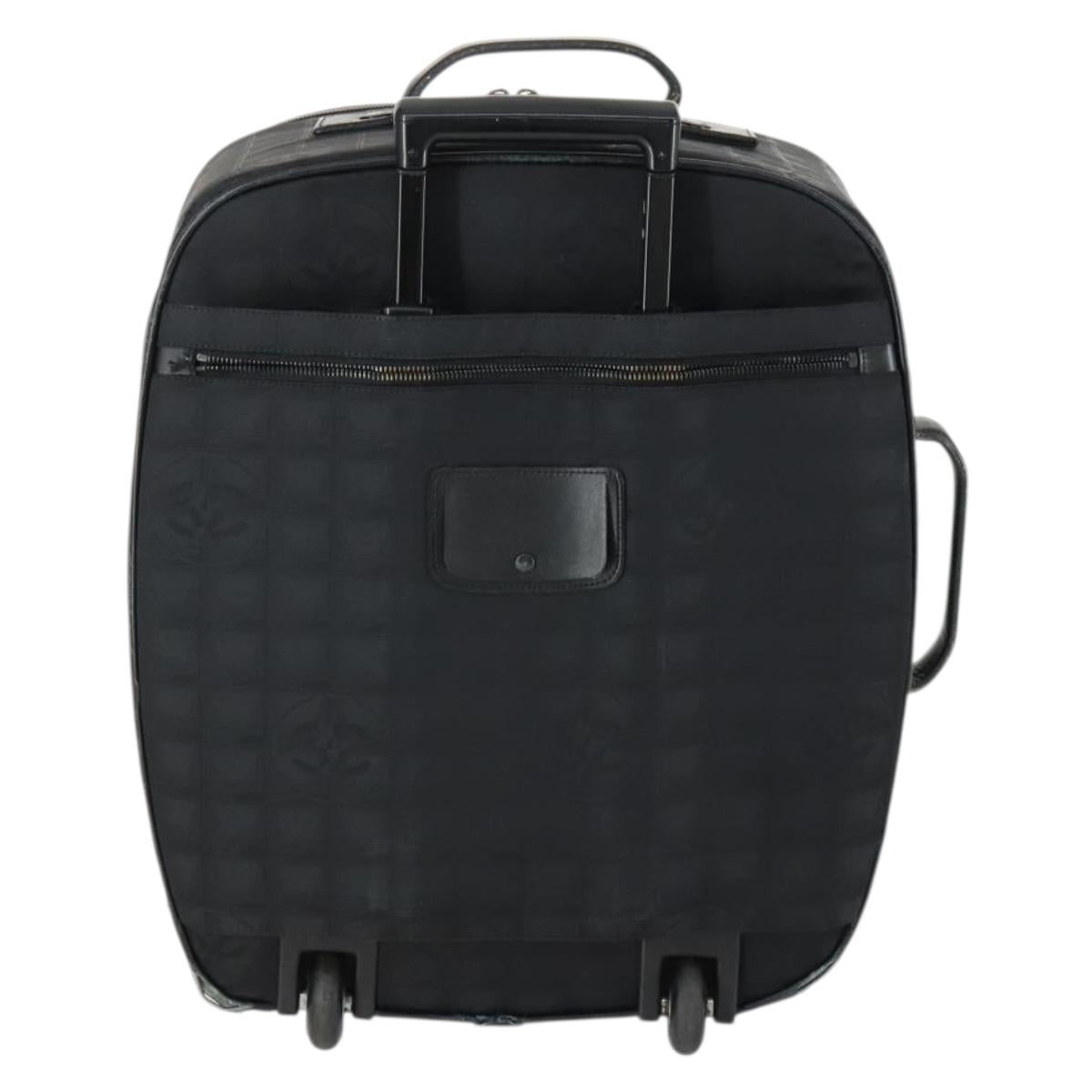 CHANEL New Travel Line Suitcase Nylon Black CC Auth bs31796
