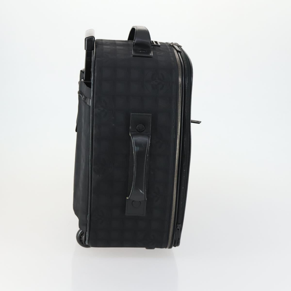 CHANEL New Travel Line Suitcase Nylon Black CC Auth bs31796