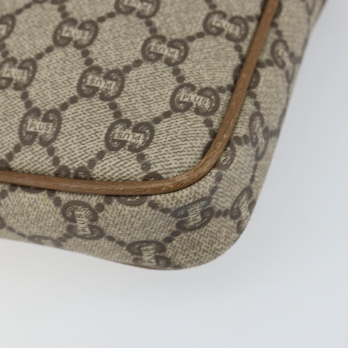 GUCCI GG Plus Supreme Clutch Bag PVC Beige Gold Auth bs31804
