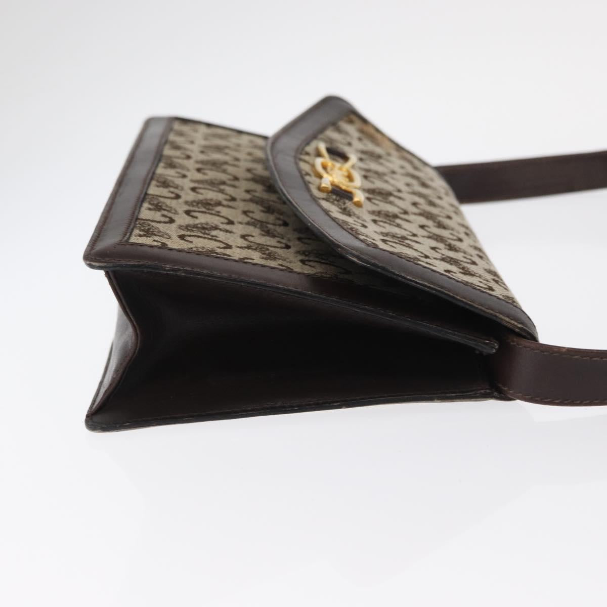 CELINE C Sulky Shoulder Bag Canvas Brown Gold Auth bs31808