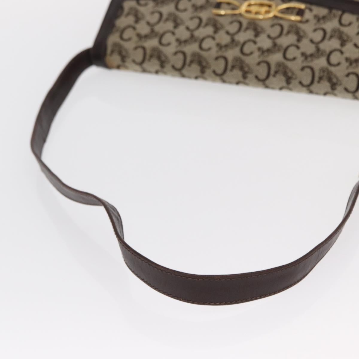 CELINE C Sulky Shoulder Bag Canvas Brown Gold Auth bs31808