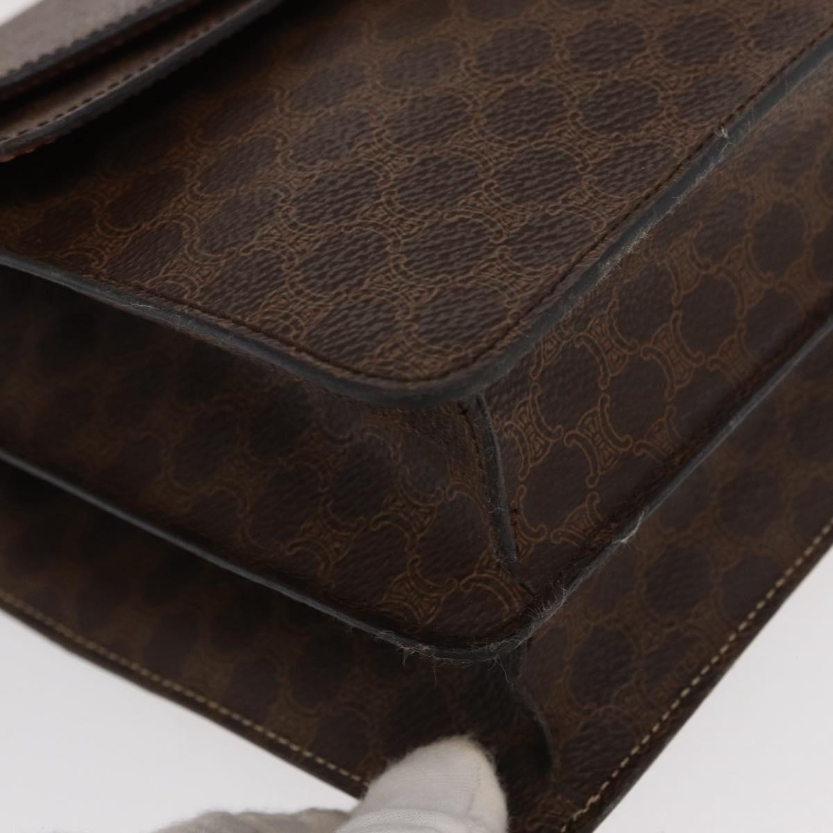 CELINE Macadam Canvas Hand Bag PVC Leather Brown Gold Auth bs31809