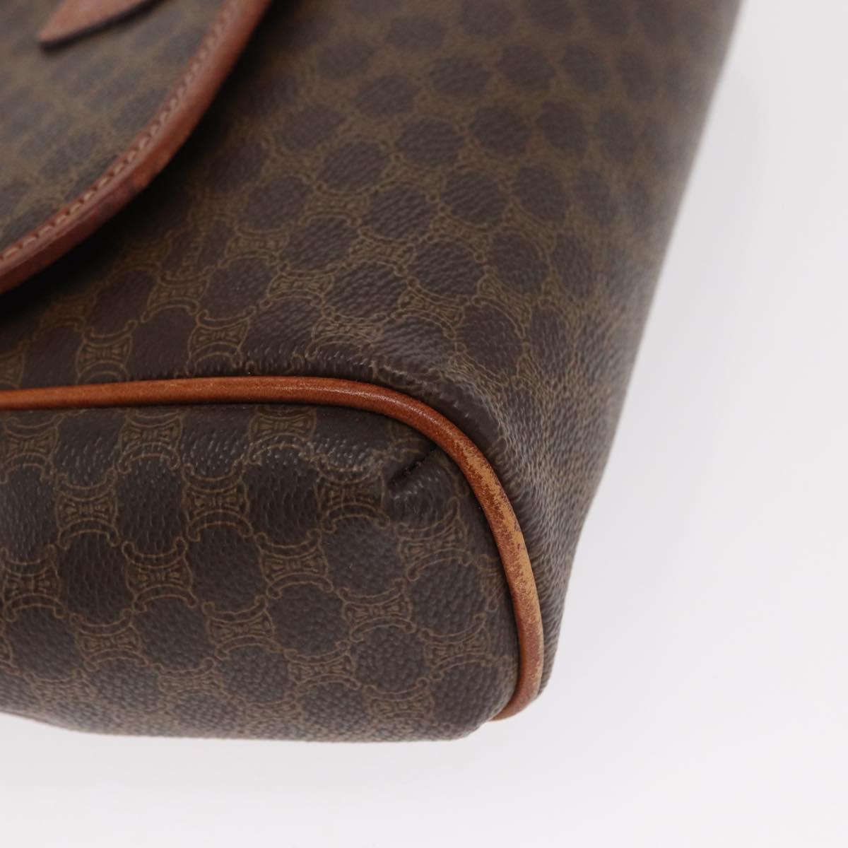 CELINE Macadam Canvas Shoulder Bag PVC Leather Brown Gold Auth bs31810