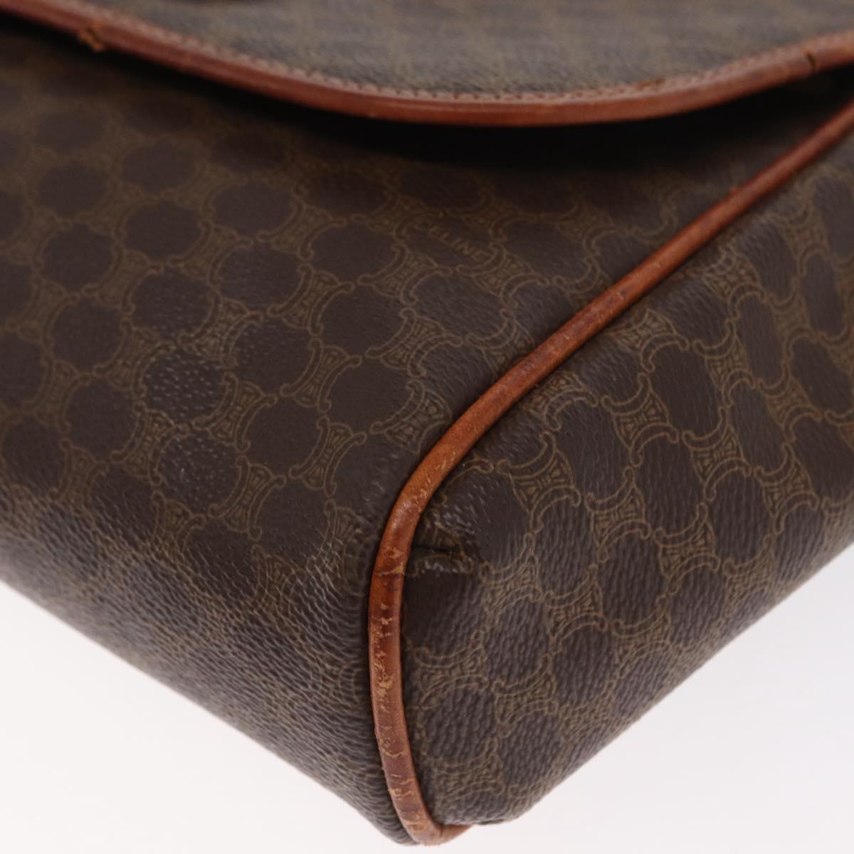 CELINE Macadam Canvas Shoulder Bag PVC Leather Brown Gold Auth bs31810