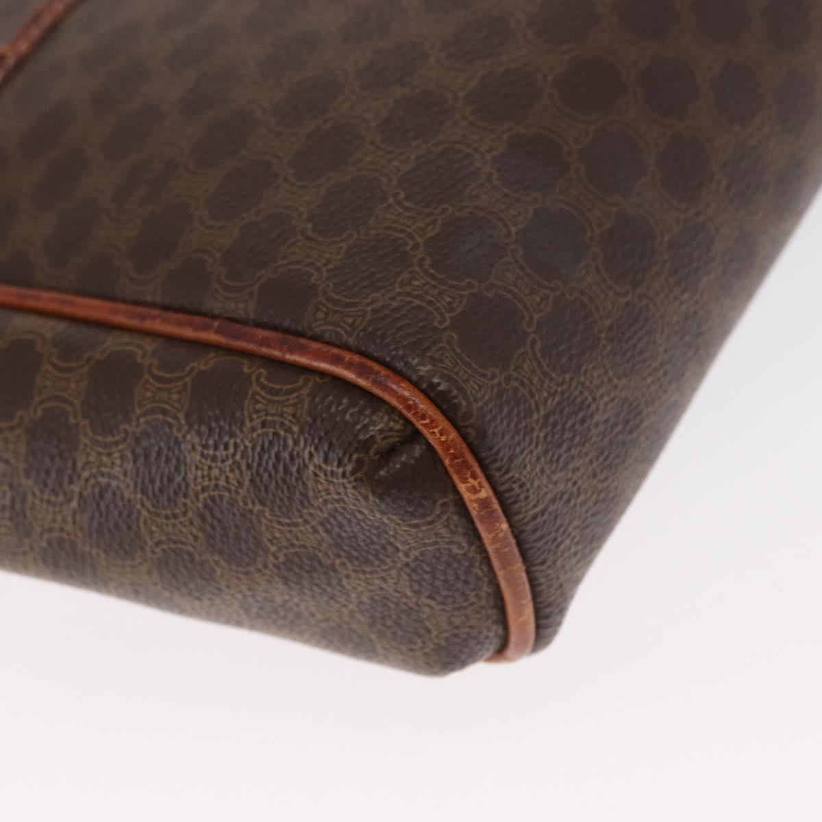 CELINE Macadam Canvas Shoulder Bag PVC Leather Brown Gold Auth bs31810