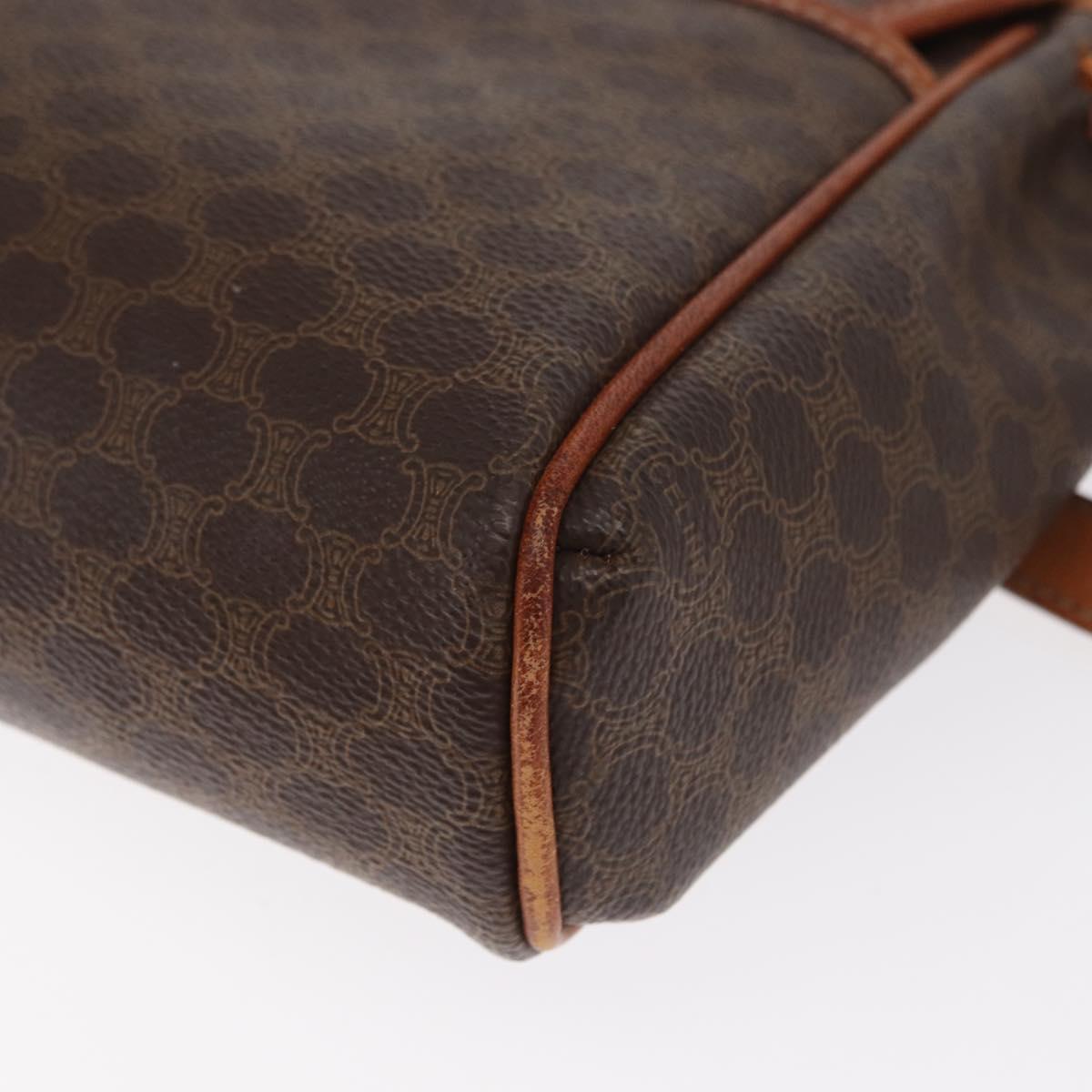 CELINE Macadam Canvas Shoulder Bag PVC Leather Brown Gold Auth bs31810