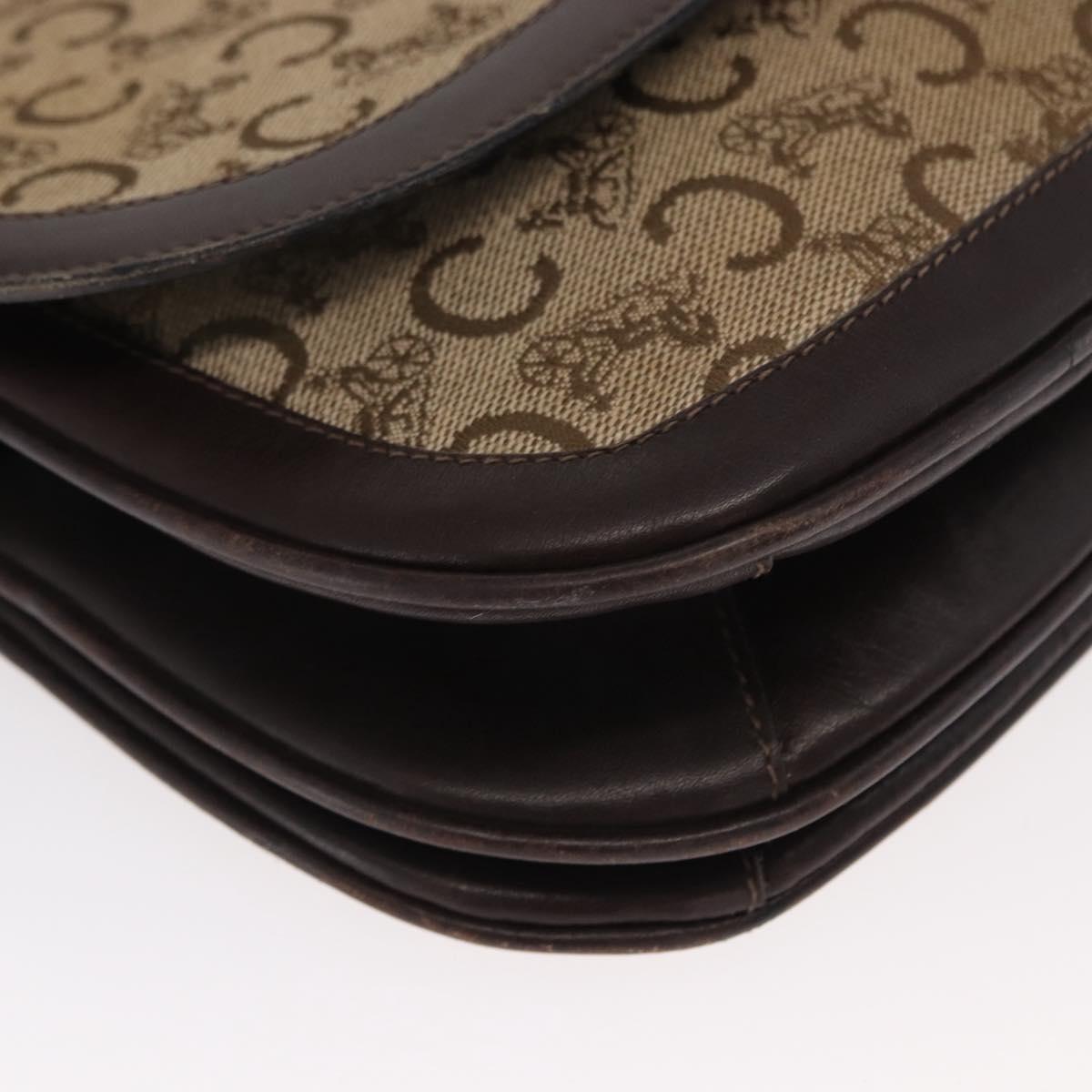 CELINE C Sulky Shoulder Bag Canvas Brown Gold Auth bs31812