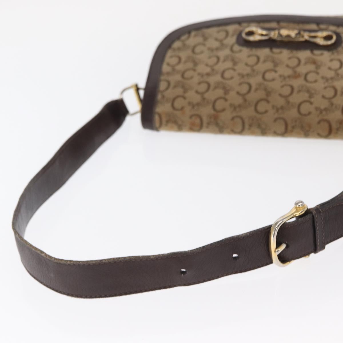 CELINE C Sulky Shoulder Bag Canvas Brown Gold Auth bs31812