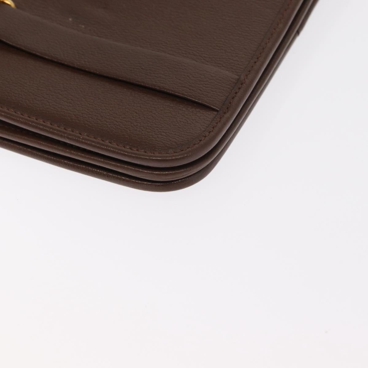 Christian Dior Shoulder Bag Leather Brown Gold Auth bs31813