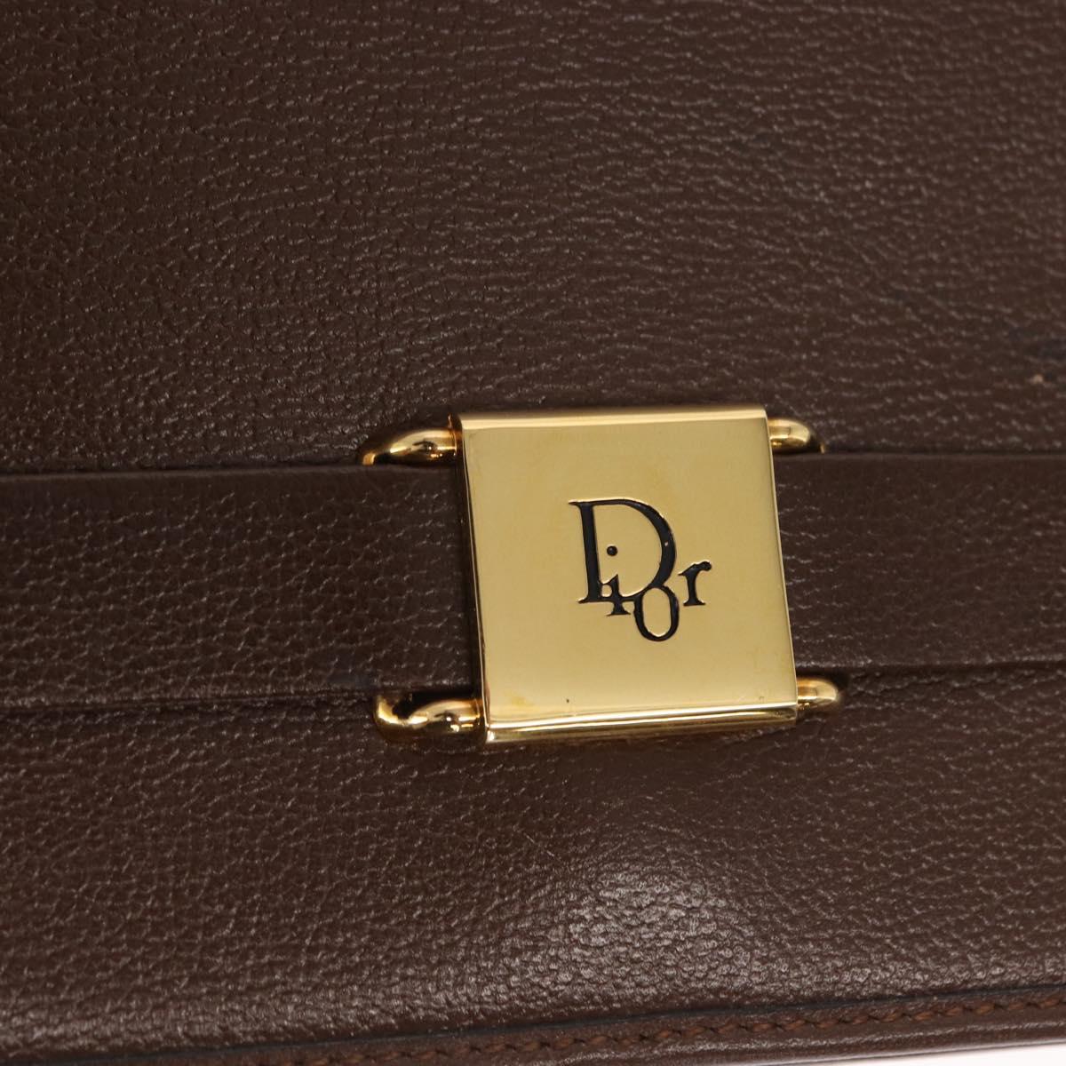 Christian Dior Shoulder Bag Leather Brown Gold Auth bs31813