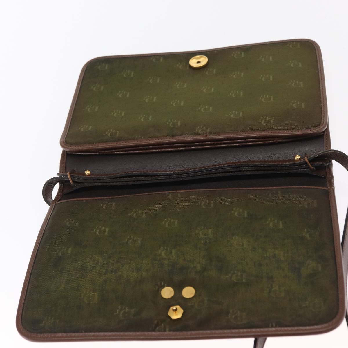 Christian Dior Shoulder Bag Leather Brown Gold Auth bs31813