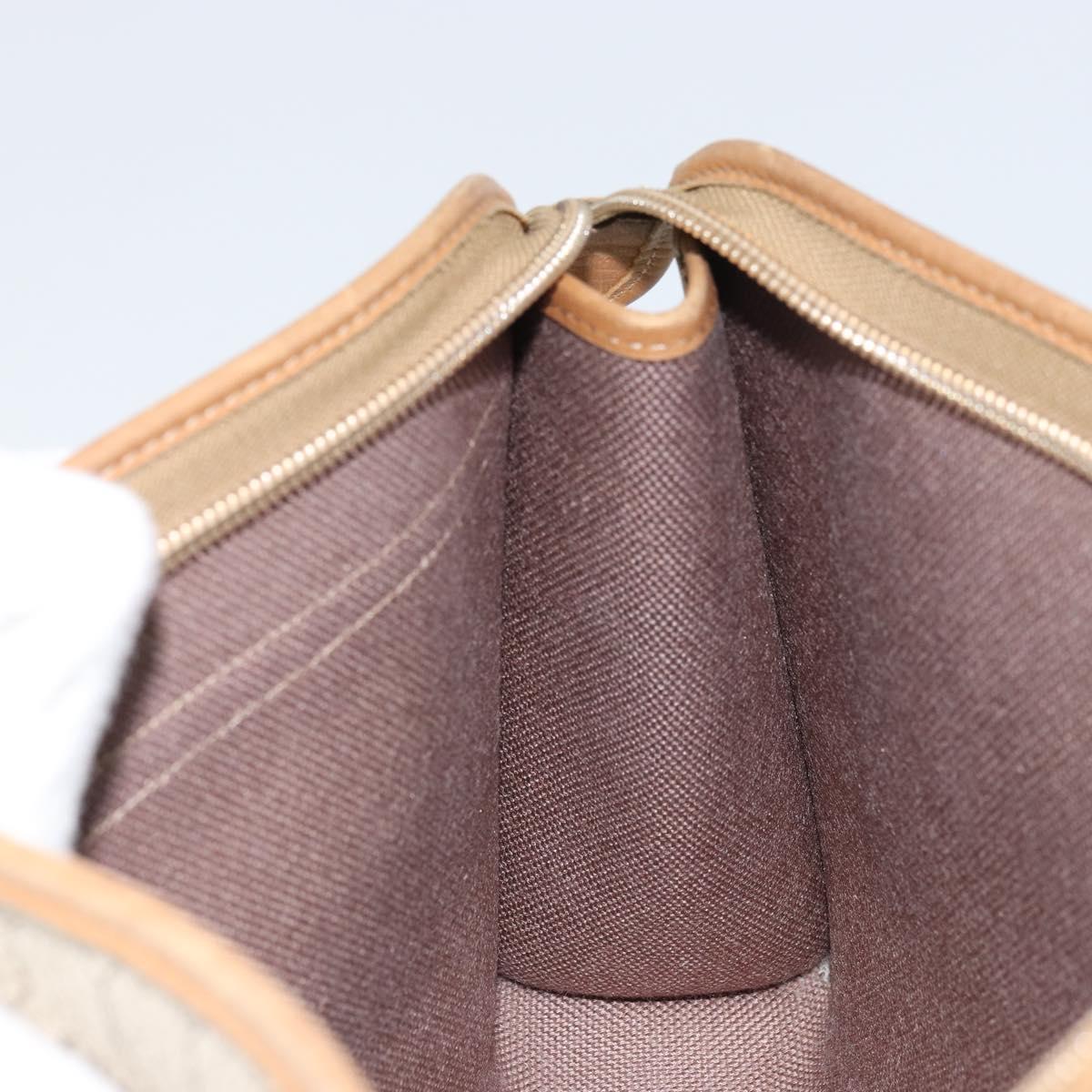 Christian Dior Honeycomb Canvas Clutch Bag PVC Beige Gold Auth bs31814