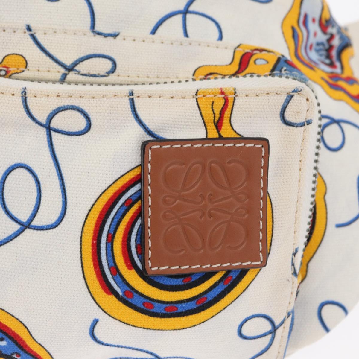 LOEWE Waist Bag Canvas White Silver Auth bs31816