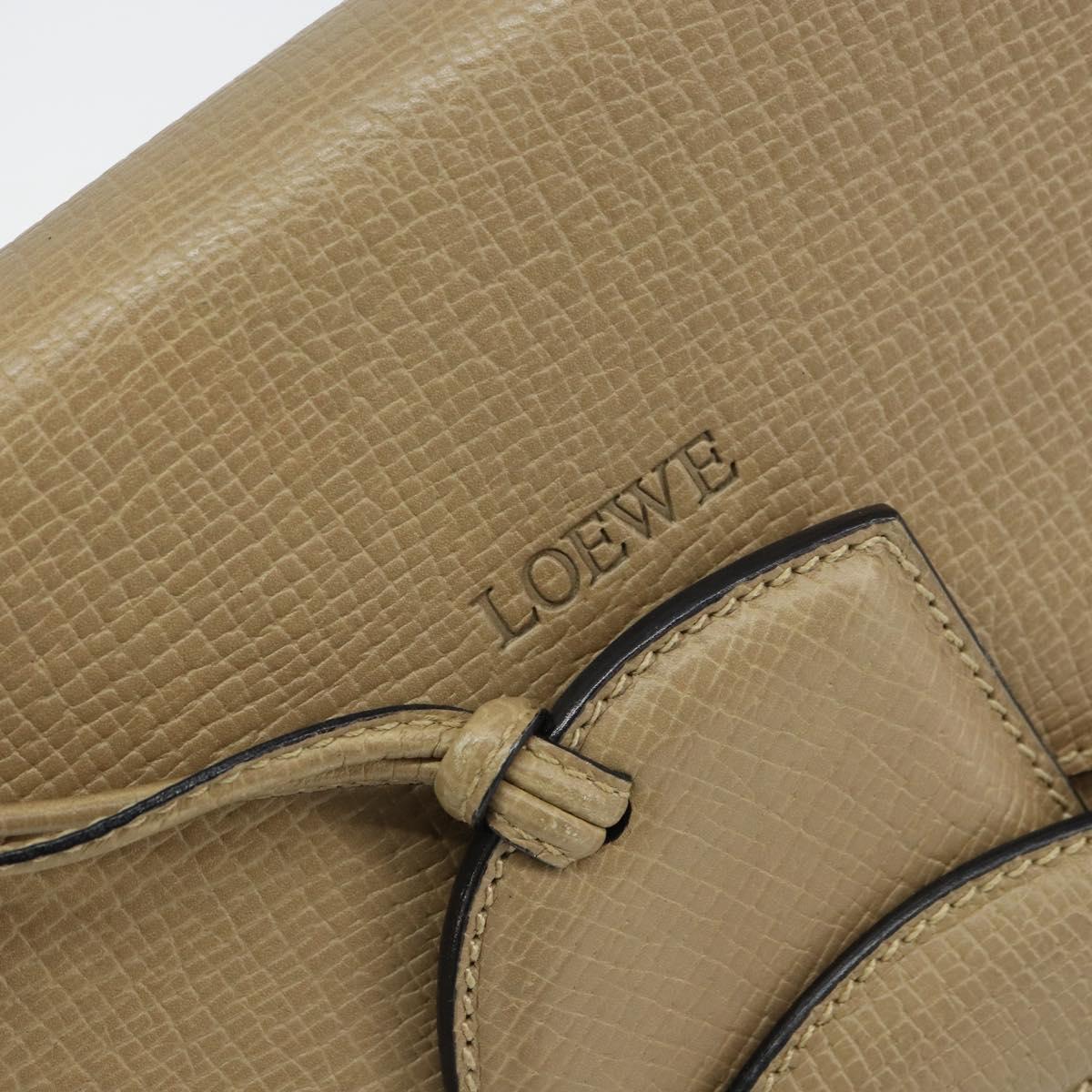 LOEWE Barcelona Hand Bag Leather Beige Auth bs31817