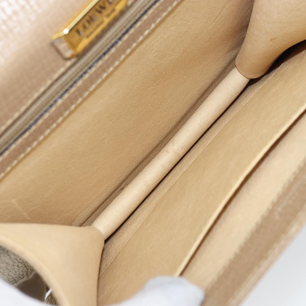 LOEWE Barcelona Hand Bag Leather Beige Auth bs31817
