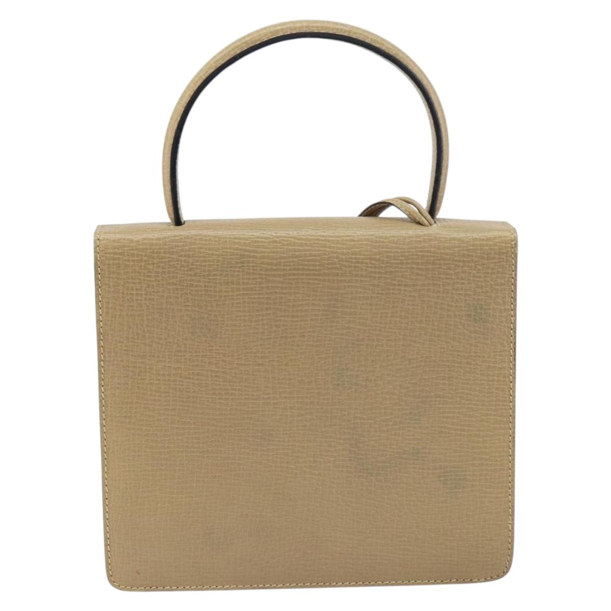 LOEWE Barcelona Hand Bag Leather Beige Auth bs31817