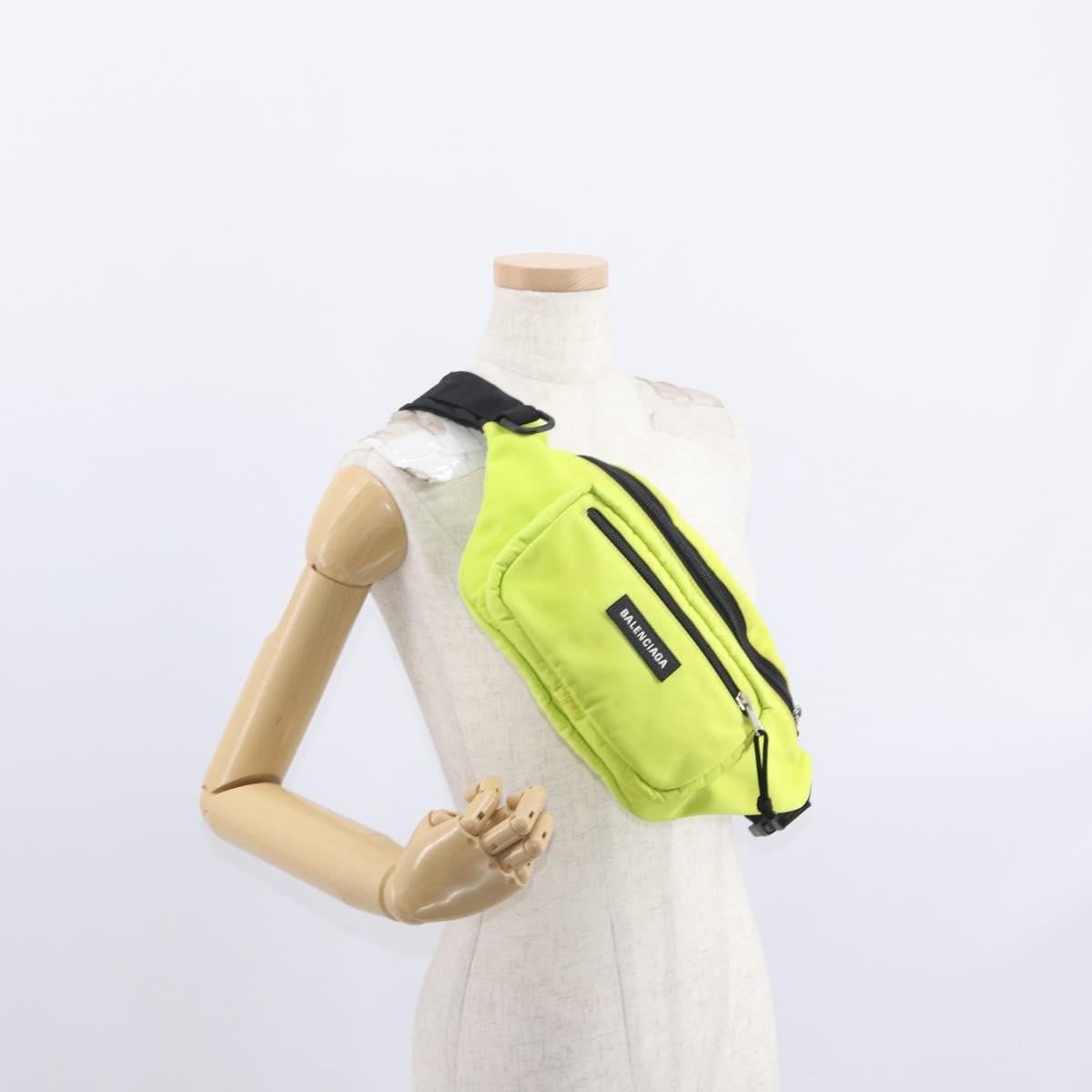 BALENCIAGA Waist bag Nylon Yellow Silver 567041 Auth bs31819