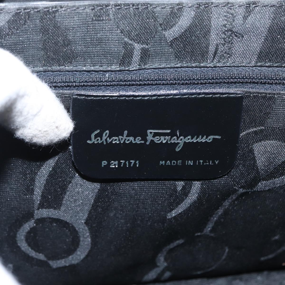 Salvatore Ferragamo Vala Shoulder Bag Leather Black Silver Auth bs31823