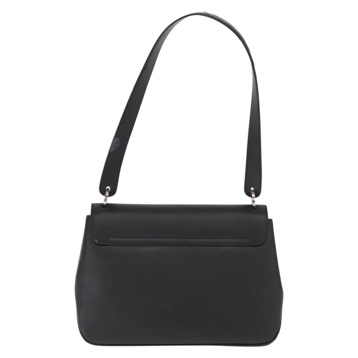Salvatore Ferragamo Vala Shoulder Bag Leather Black Silver Auth bs31823