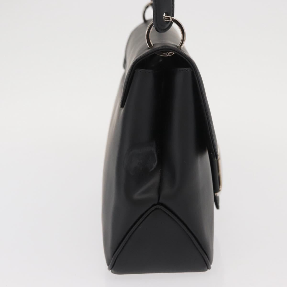 Salvatore Ferragamo Vala Shoulder Bag Leather Black Silver Auth bs31823
