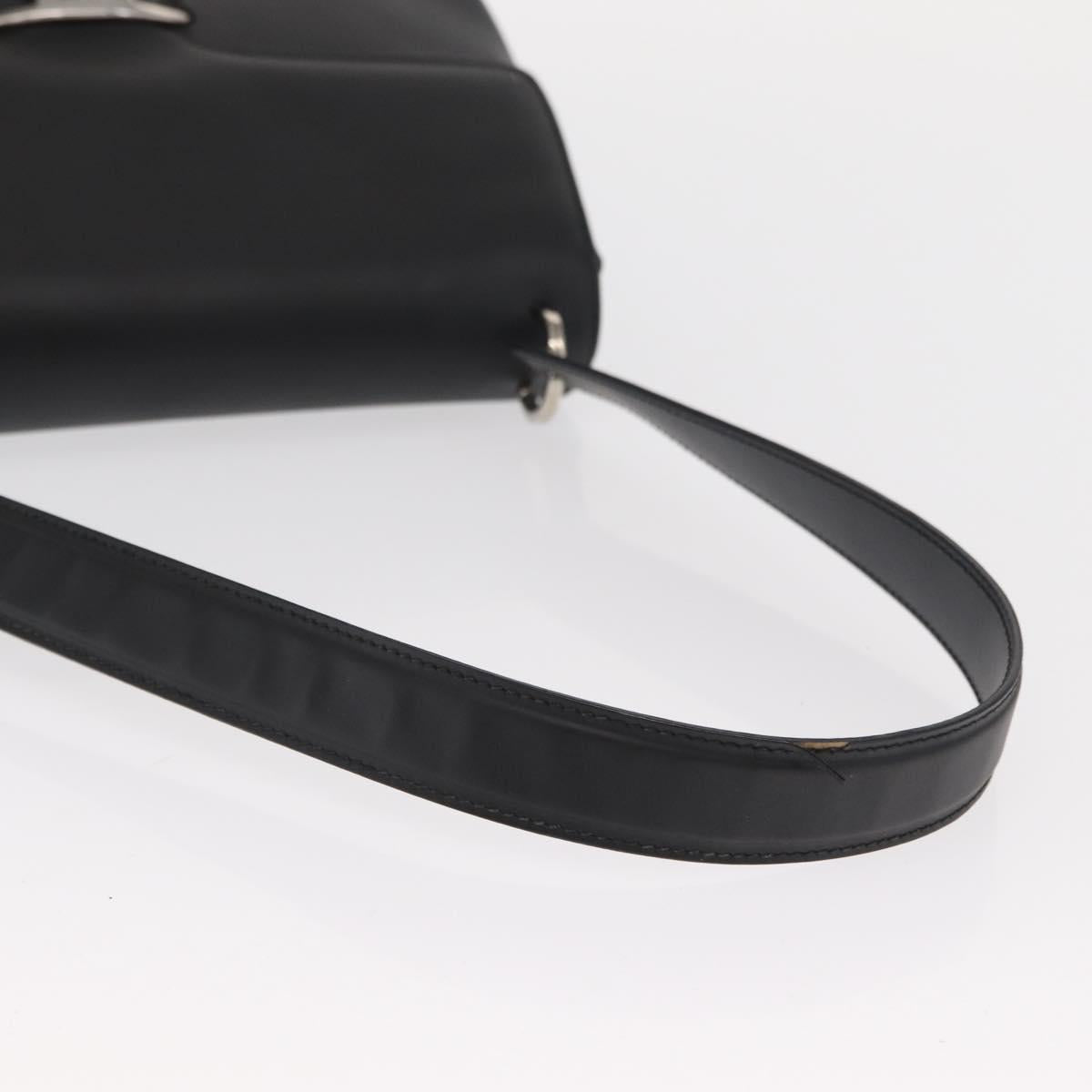 Salvatore Ferragamo Vala Shoulder Bag Leather Black Silver Auth bs31823