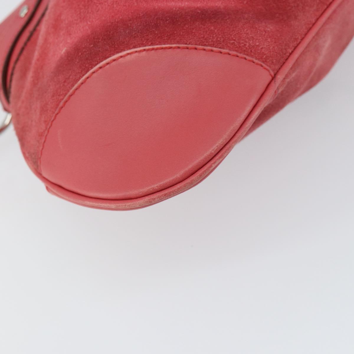 Salvatore Ferragamo Gancini Shoulder Bag Suede Leather Pink Silver Auth bs31824