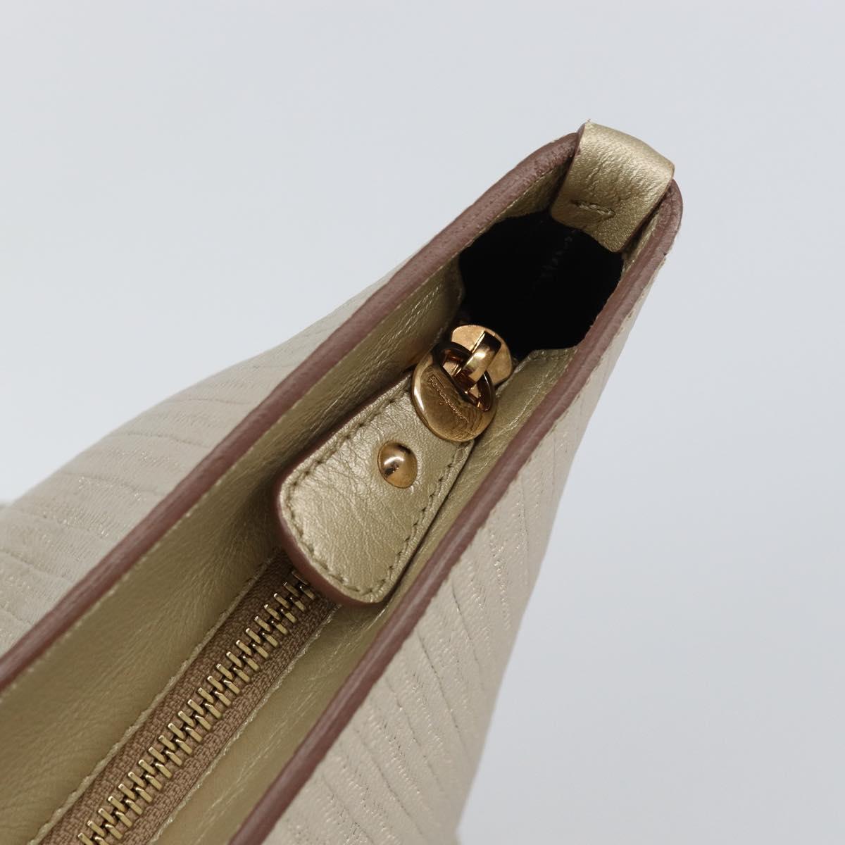 Salvatore Ferragamo Gancini Tote Bag Leather Gold Tone Auth bs31825