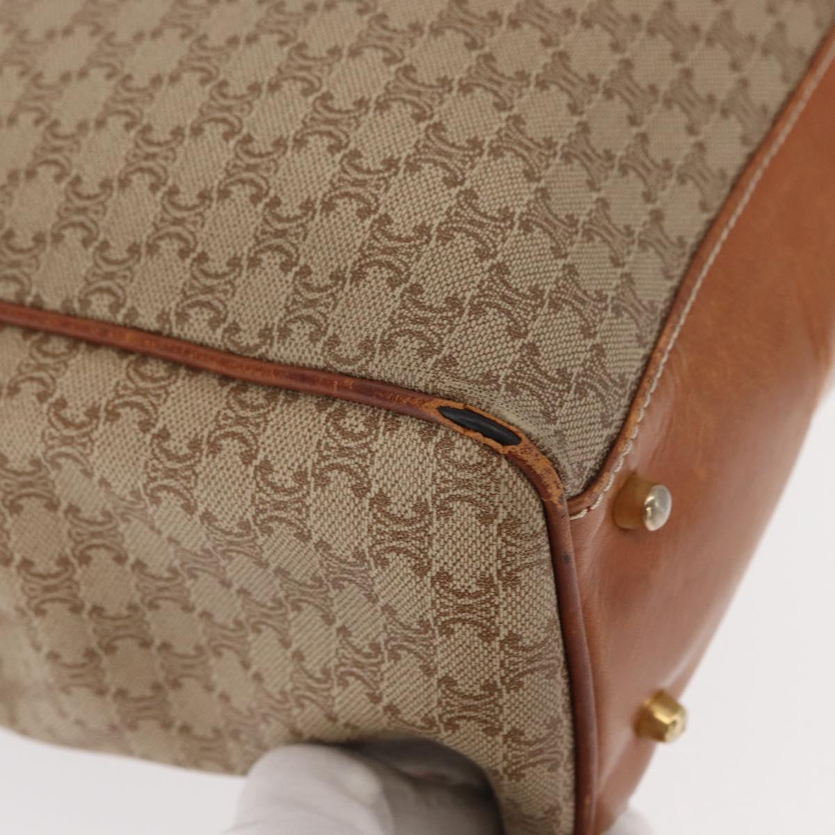 CELINE Macadam Canvas Hand Bag PVC Beige Gold Auth bs31832
