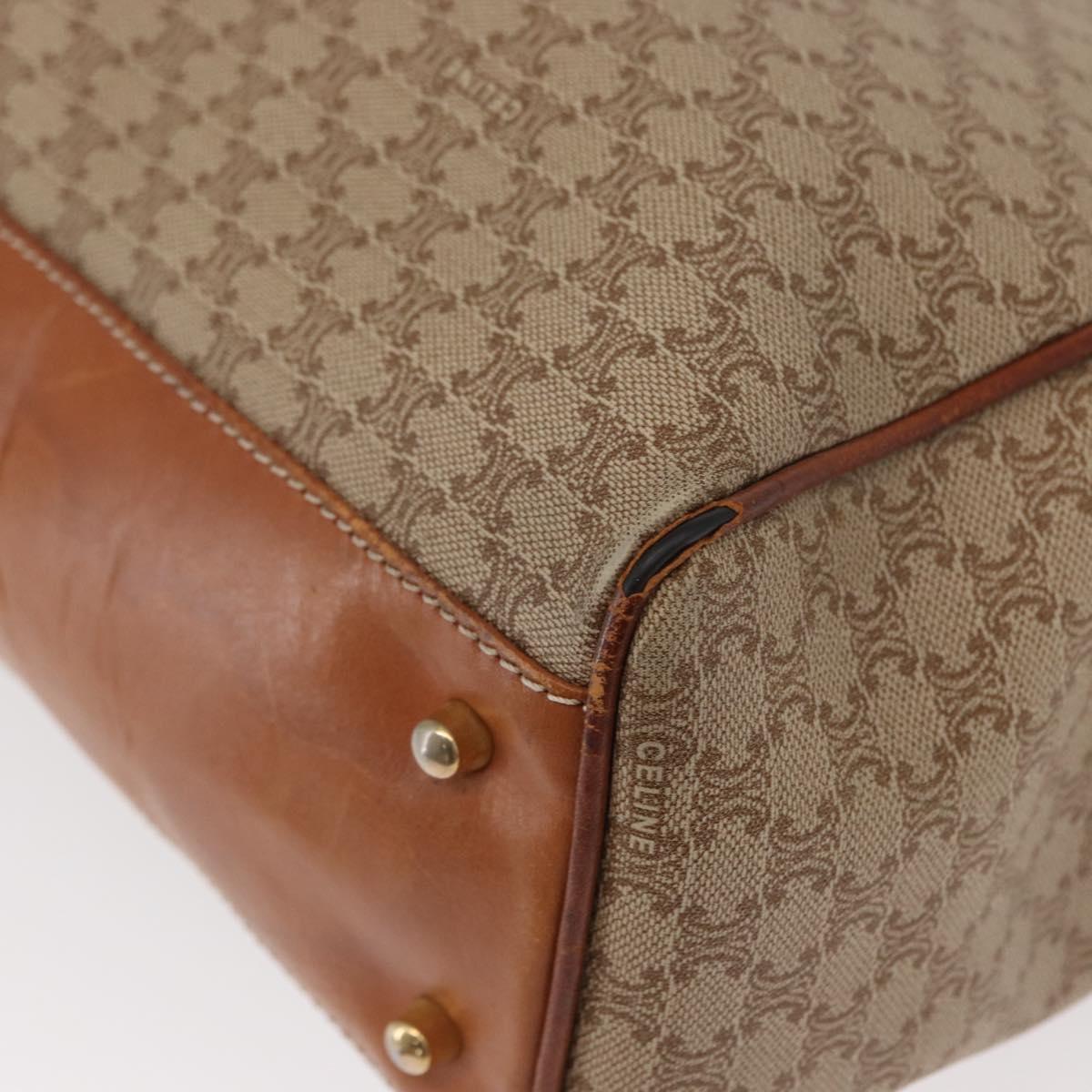 CELINE Macadam Canvas Hand Bag PVC Beige Gold Auth bs31832