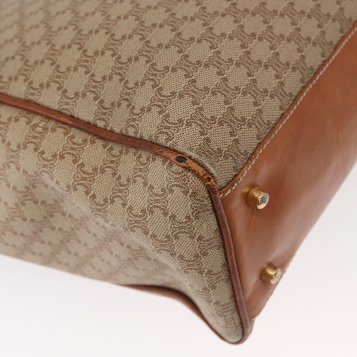 CELINE Macadam Canvas Hand Bag PVC Beige Gold Auth bs31832