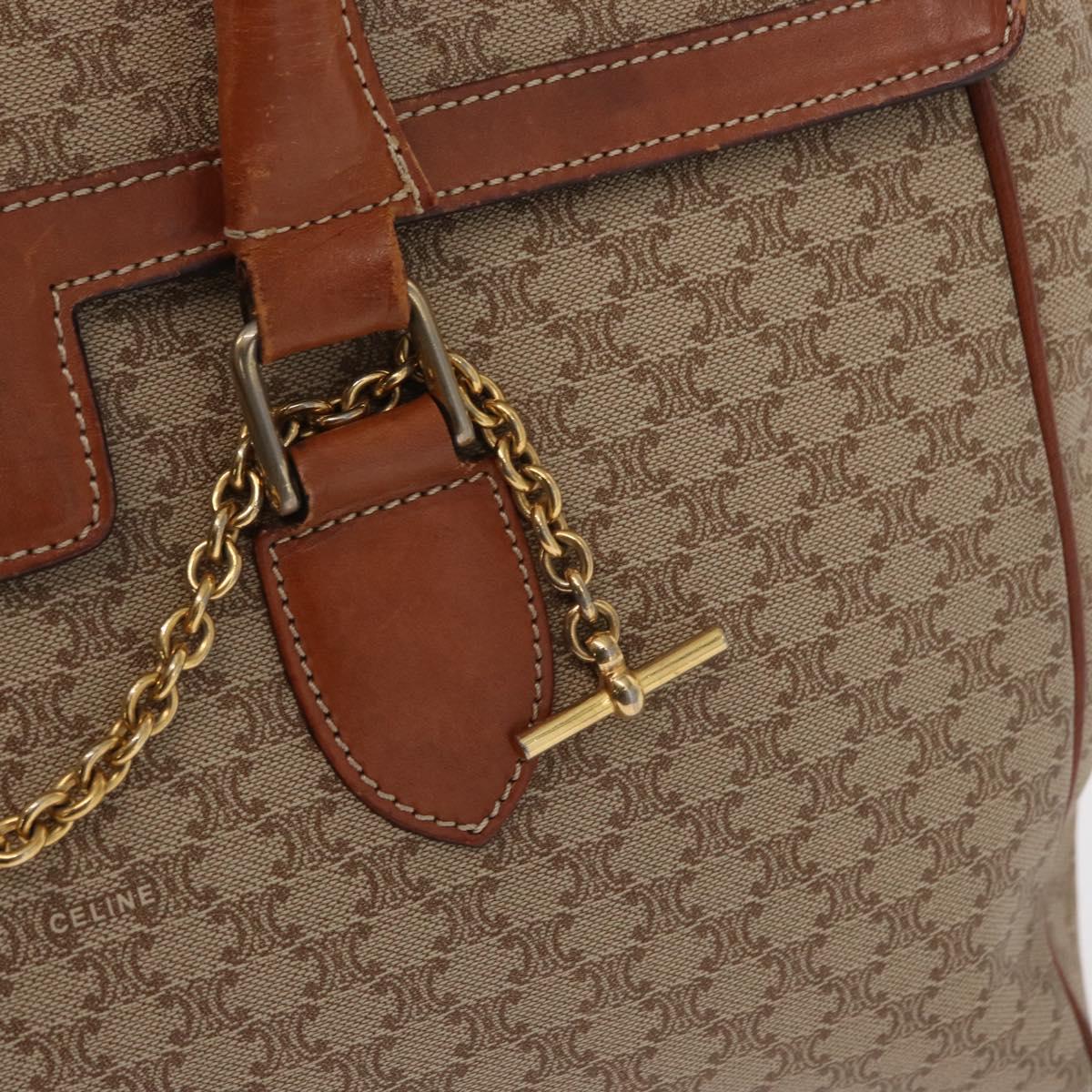 CELINE Macadam Canvas Hand Bag PVC Beige Gold Auth bs31832