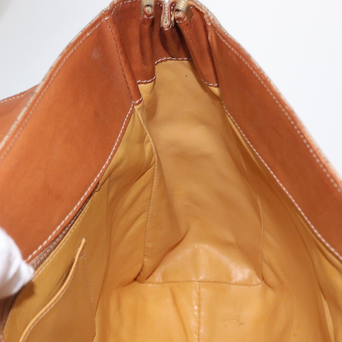 CELINE Macadam Canvas Hand Bag PVC Beige Gold Auth bs31832