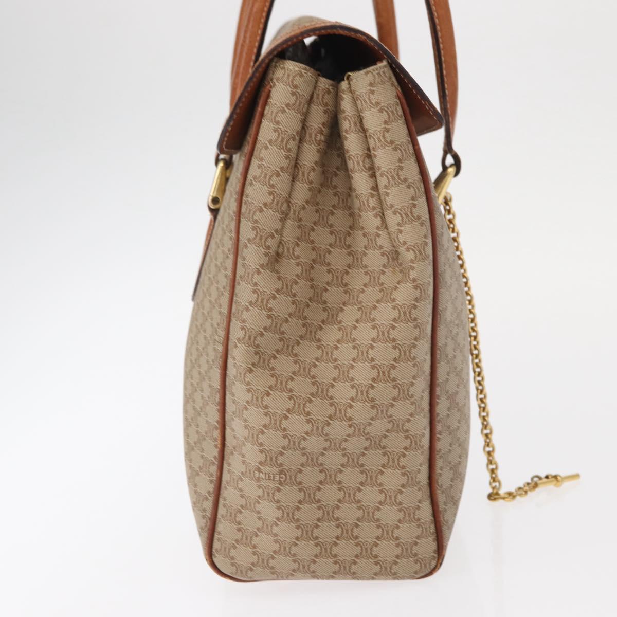 CELINE Macadam Canvas Hand Bag PVC Beige Gold Auth bs31832