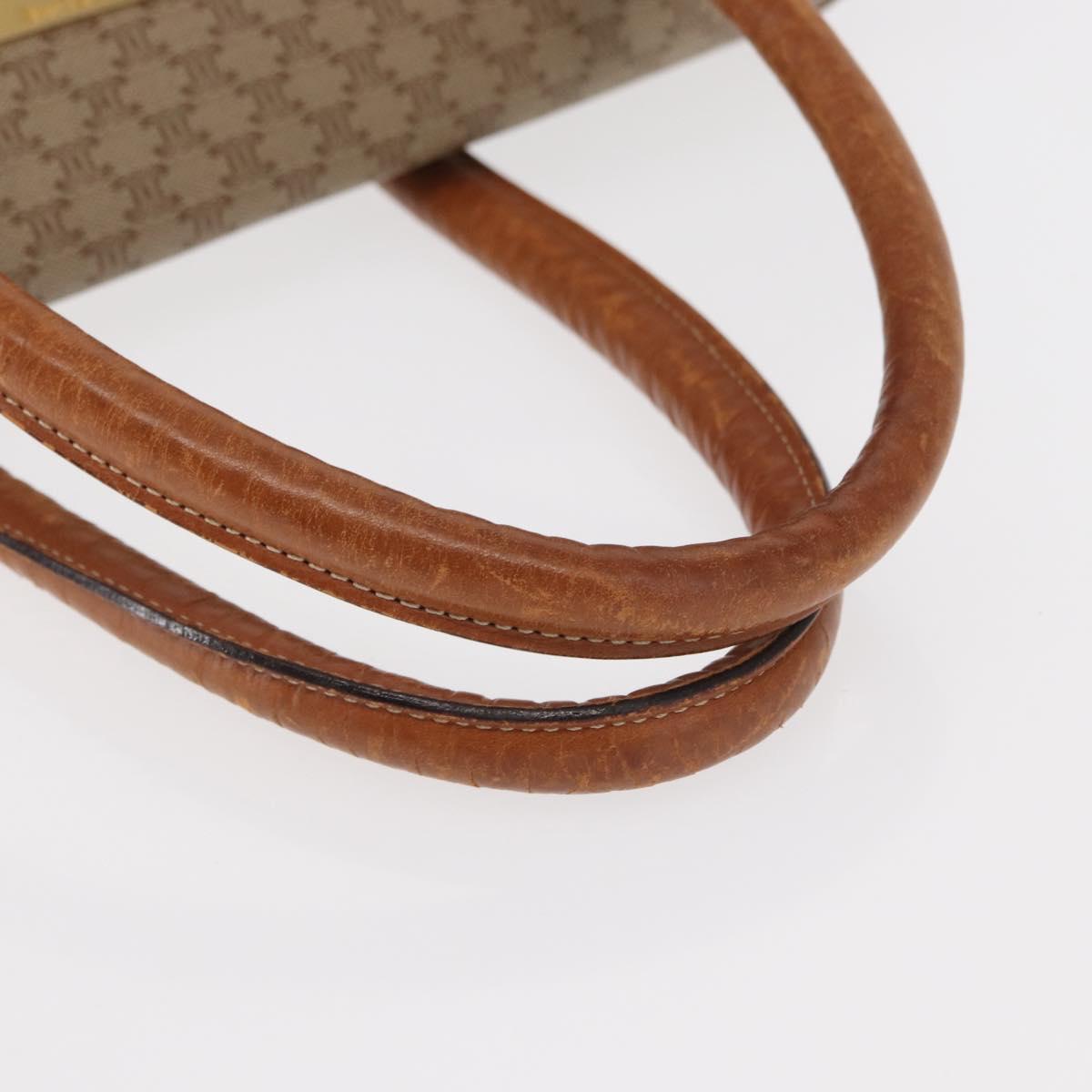 CELINE Macadam Canvas Hand Bag PVC Beige Gold Auth bs31832