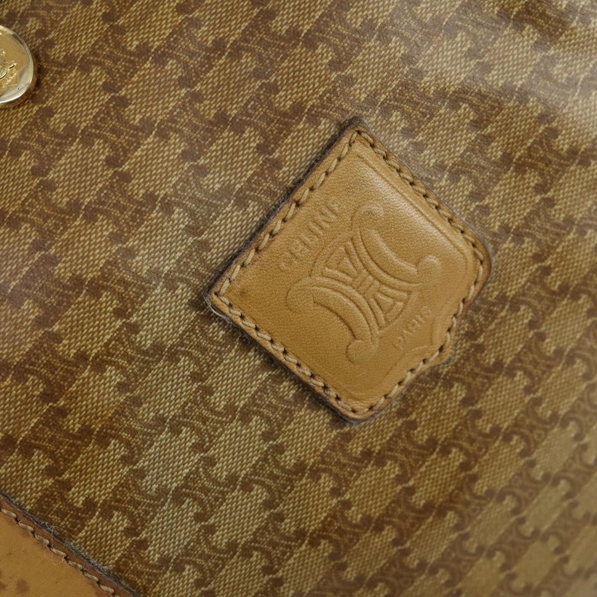 CELINE Macadam Canvas Boston Bag PVC Beige Gold Auth bs31833