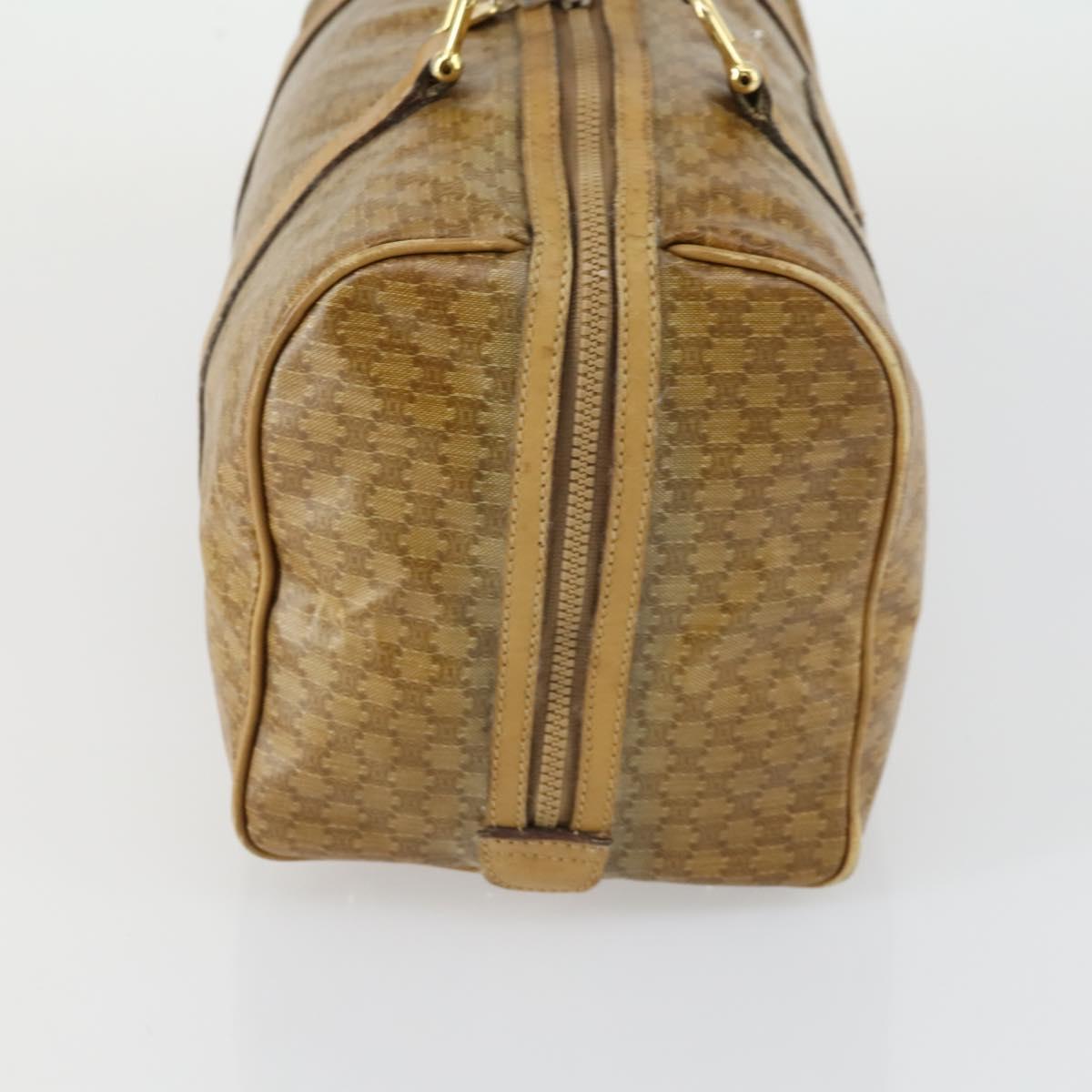 CELINE Macadam Canvas Boston Bag PVC Beige Gold Auth bs31833